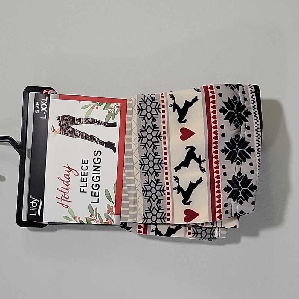 Holiday Christmas Fleece Leggings L/XXL